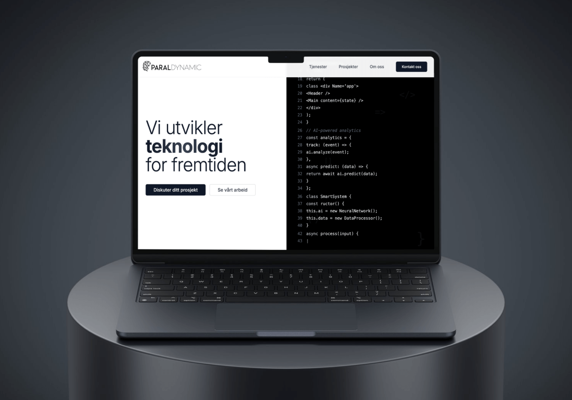 Moderne nettside utviklet med AI-teknologi